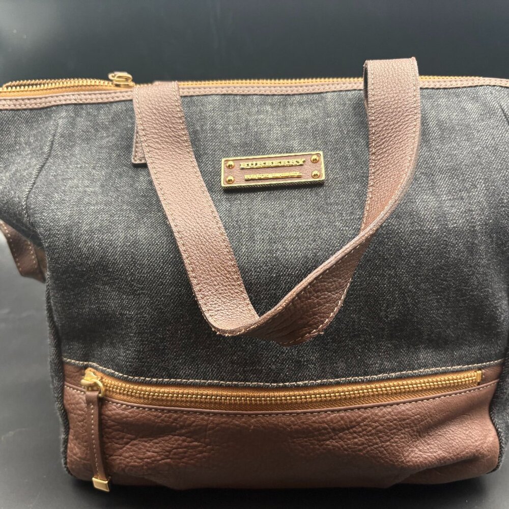 Burberry Black Denim Two Way Tote (Blue Label)
